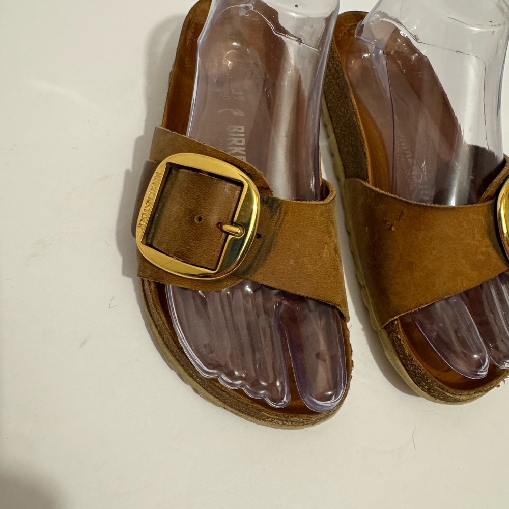 Birkenstock Brown Sandals with Gold Buckle - Picture 6 of 15